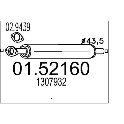 Stredný tlmič výfuku MTS 01.52160