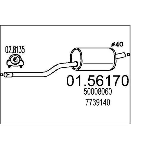 Stredný tlmič výfuku MTS 01.56170