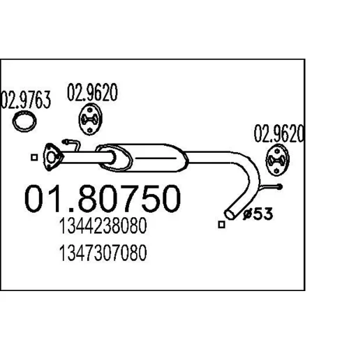 Stredný tlmič výfuku MTS 01.80750