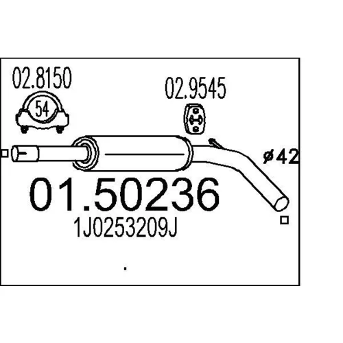 Stredný tlmič výfuku 01.50236 /MTS/