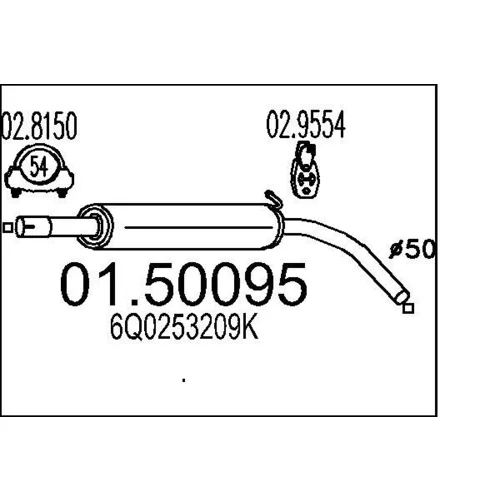 Stredný tlmič výfuku MTS 01.50095