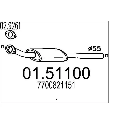 Stredný tlmič výfuku MTS 01.51100