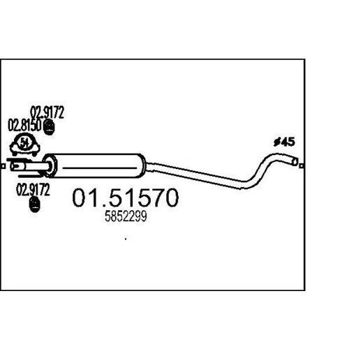 Stredný tlmič výfuku MTS 01.51570