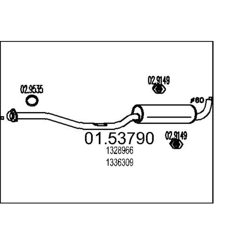 Stredný tlmič výfuku MTS 01.53790