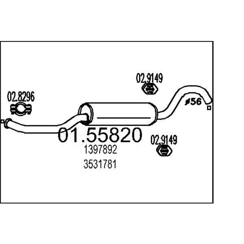 Stredný tlmič výfuku MTS 01.55820