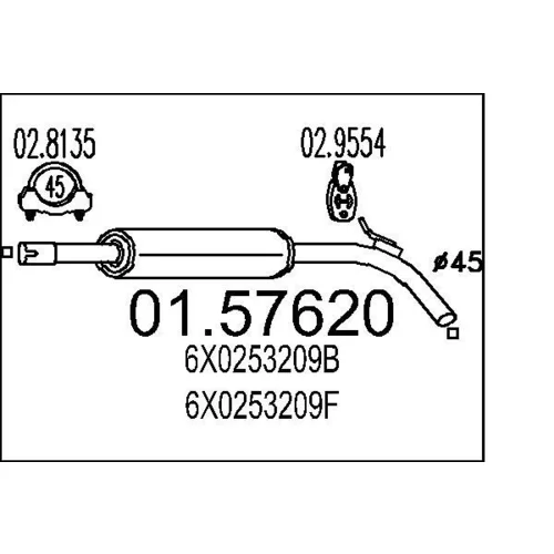 Stredný tlmič výfuku 01.57620 /MTS/