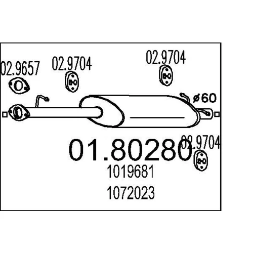 Stredný tlmič výfuku MTS 01.80280