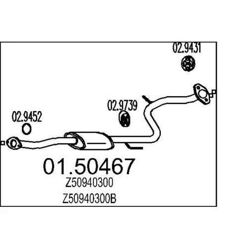 Stredný tlmič výfuku 01.50467 /MTS/