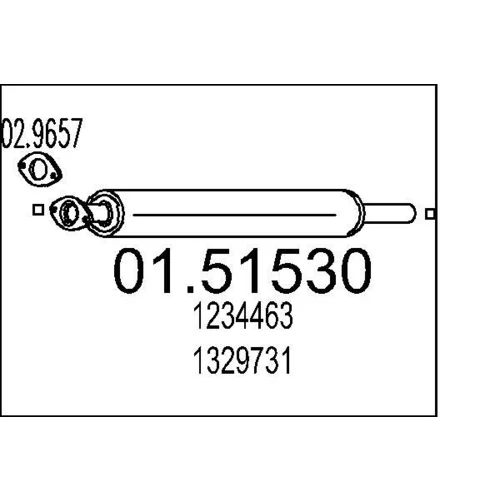 Stredný tlmič výfuku 01.51530 /MTS/
