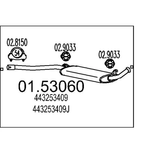 Stredný tlmič výfuku MTS 01.53060