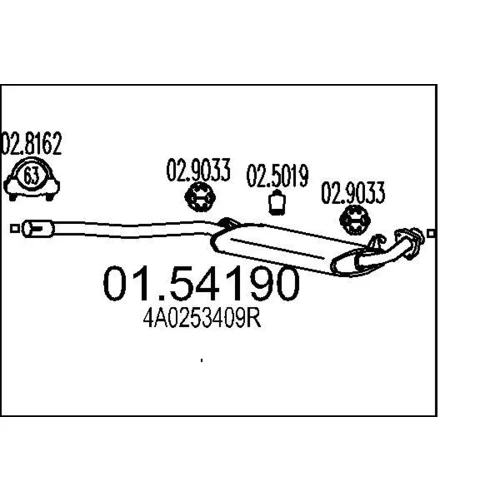 Stredný tlmič výfuku MTS 01.54190