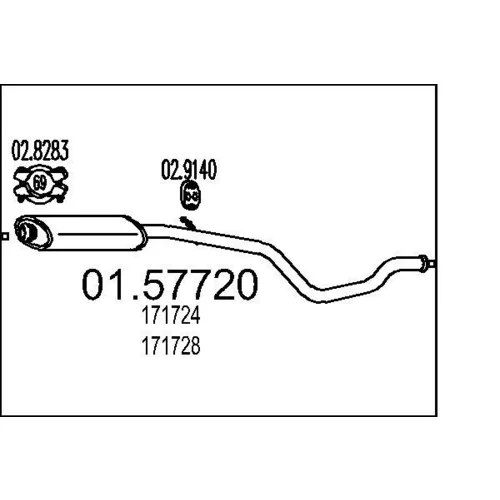 Stredný tlmič výfuku MTS 01.57720