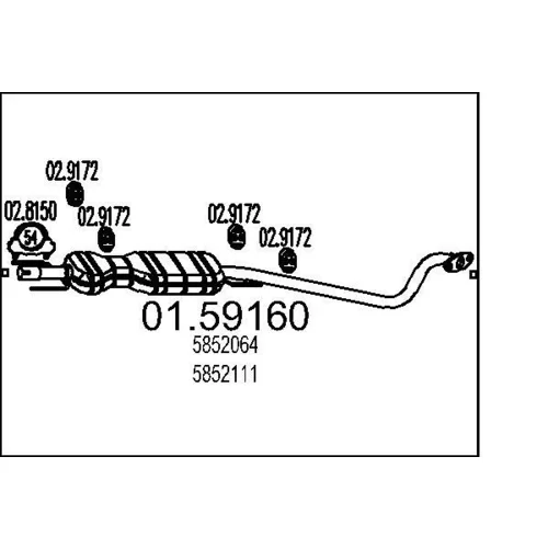 Stredný tlmič výfuku MTS 01.59160