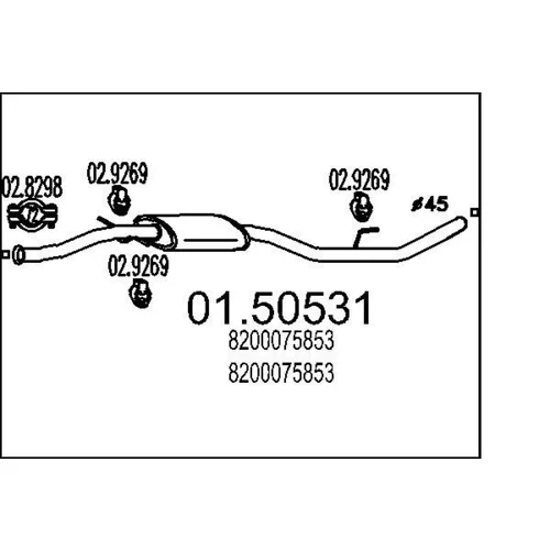 Stredný tlmič výfuku MTS 01.50531
