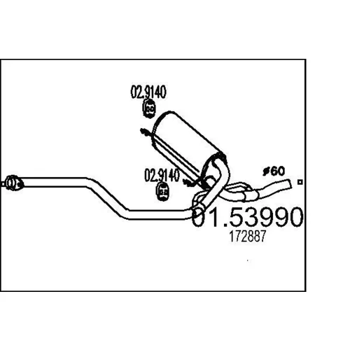 Stredný tlmič výfuku MTS 01.53990