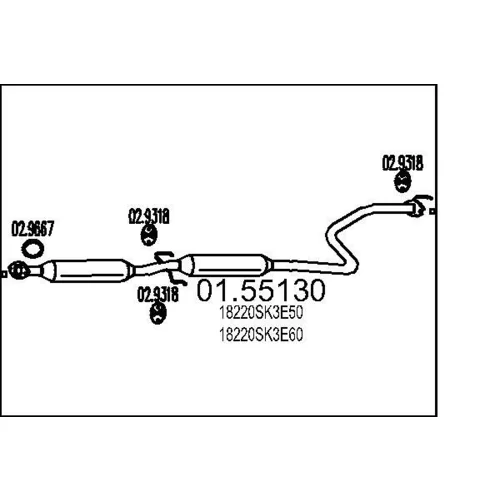 Stredný tlmič výfuku MTS 01.55130