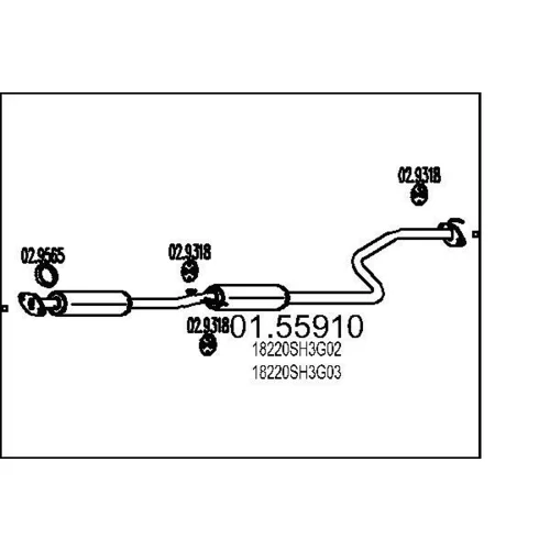 Stredný tlmič výfuku MTS 01.55910