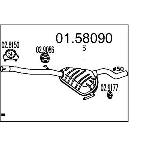 Stredný tlmič výfuku MTS 01.58090