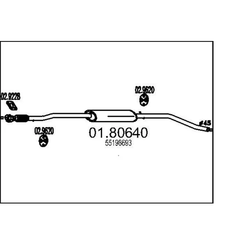 Stredný tlmič výfuku MTS 01.80640