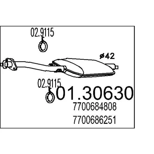 Predný tlmič výfuku MTS 01.30630