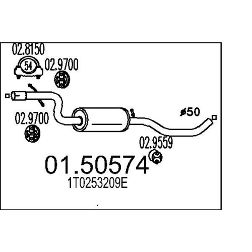 Stredný tlmič výfuku MTS 01.50574