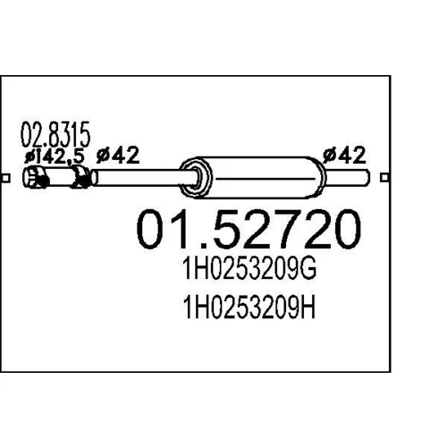 Stredný tlmič výfuku MTS 01.52720