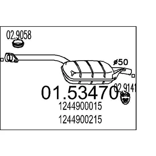 Stredný tlmič výfuku MTS 01.53470