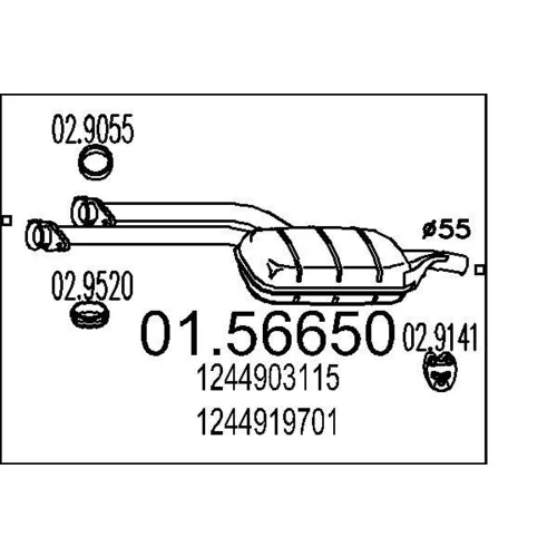 Stredný tlmič výfuku MTS 01.56650