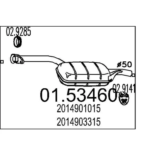 Stredný tlmič výfuku 01.53460 /MTS/