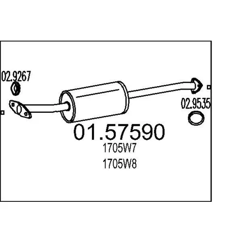 Stredný tlmič výfuku MTS 01.57590