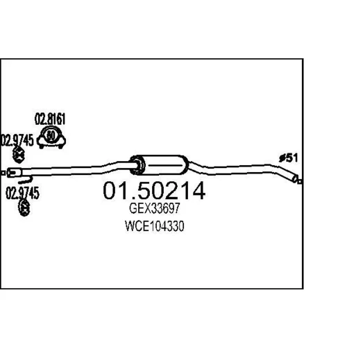 Stredný tlmič výfuku MTS 01.50214