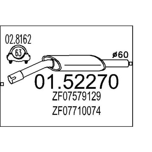 Stredný tlmič výfuku MTS 01.52270