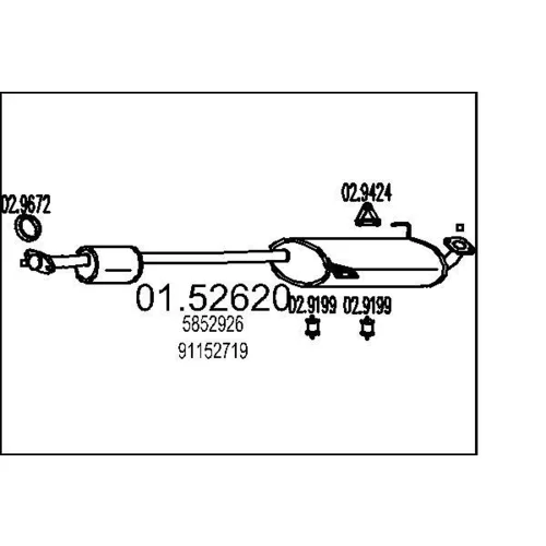 Stredný tlmič výfuku MTS 01.52620