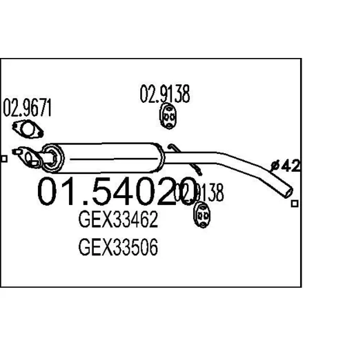 Stredný tlmič výfuku 01.54020 /MTS/