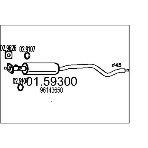 Stredný tlmič výfuku MTS 01.59300