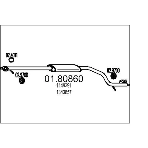 Stredný tlmič výfuku MTS 01.80860