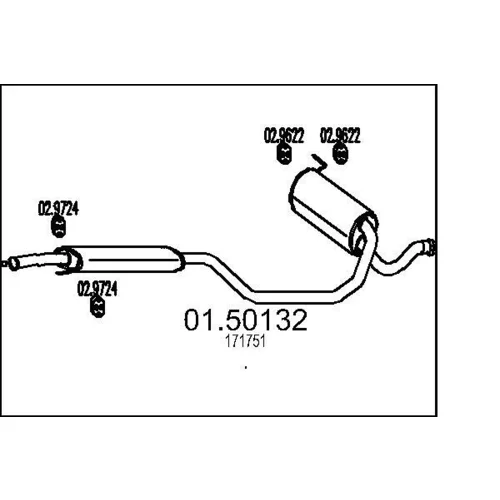 Stredný tlmič výfuku MTS 01.50132