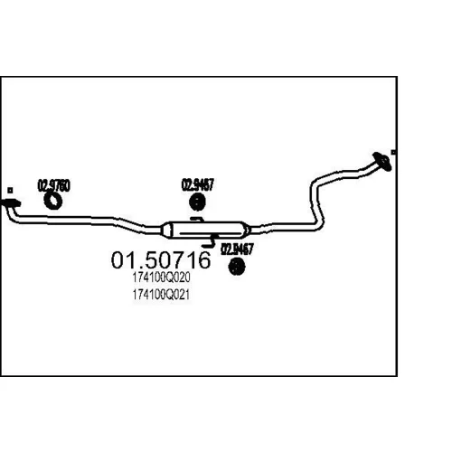 Stredný tlmič výfuku MTS 01.50716