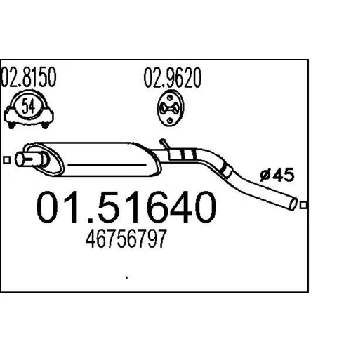 Stredný tlmič výfuku MTS 01.51640
