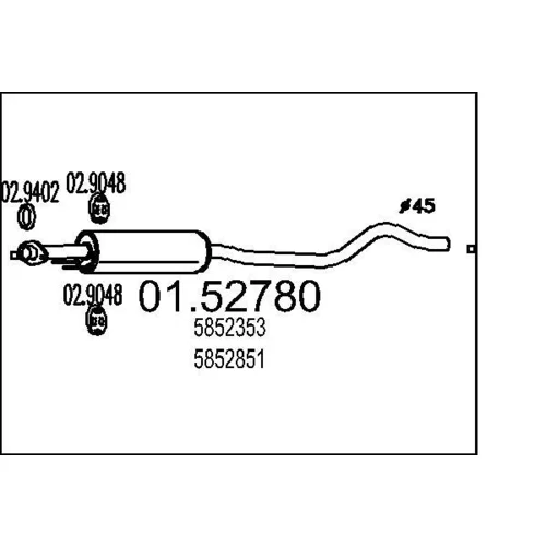 Stredný tlmič výfuku MTS 01.52780