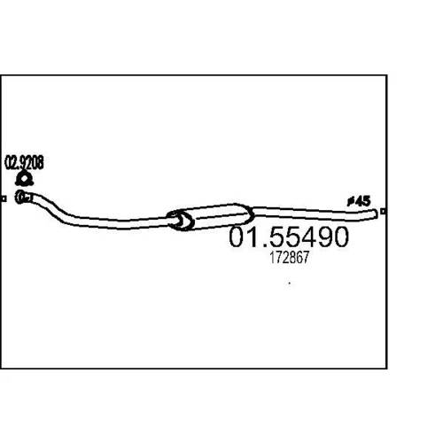Stredný tlmič výfuku MTS 01.55490