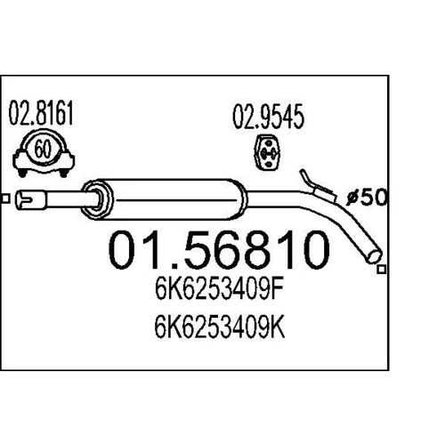 Stredný tlmič výfuku MTS 01.56810