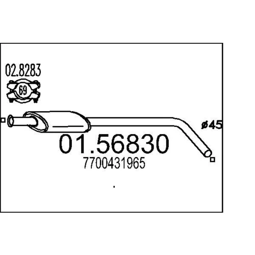 Stredný tlmič výfuku MTS 01.56830