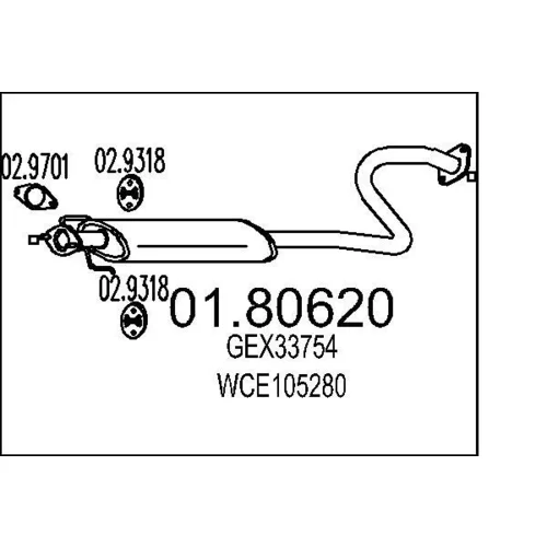 Stredný tlmič výfuku MTS 01.80620
