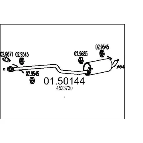 Stredný tlmič výfuku MTS 01.50144