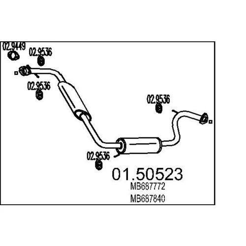 Stredný tlmič výfuku MTS 01.50523