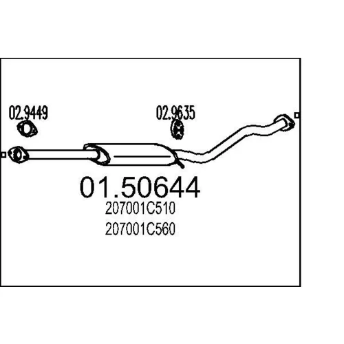 Stredný tlmič výfuku MTS 01.50644
