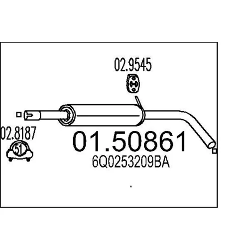 Stredný tlmič výfuku MTS 01.50861