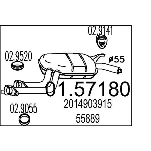 Stredný tlmič výfuku MTS 01.57180