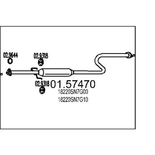 Stredný tlmič výfuku MTS 01.57470
